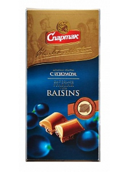 Шоколад Спартак молочный с изюмом 90г. пенал/24 Шоколад Спартак молочный с изюмом 90г. пенал/24